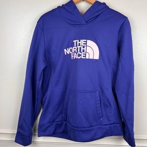 The North Face Women's Purple Hoodie Sweatshirt Size L Thumb Hole‎ Pockets Logo